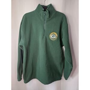 Vintage Sport One Green Bay Packers 3/4 Zip Green Fleece Sweatshirt Mens Medium